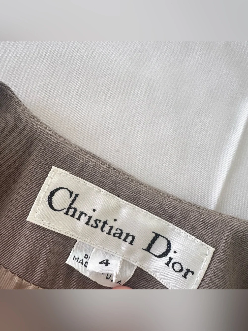 Christian Dior Vintage Wool Blazer Jacket Size 4 Taupe Brown Gold Button Detail